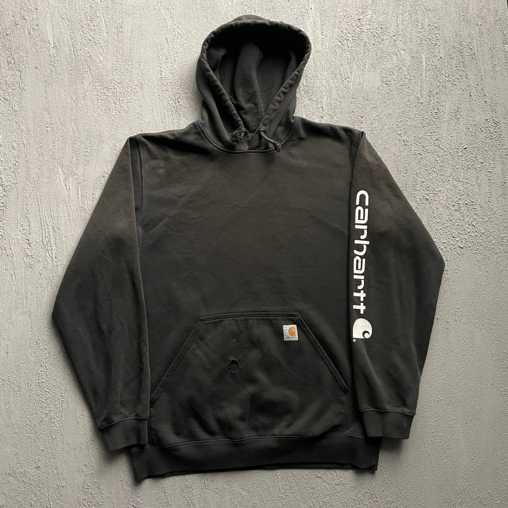 Carhartt Sleeve Logo Pullover Hoodie Mens Large Tall Black